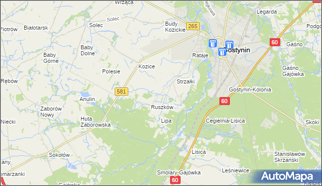 mapa Osada gmina Gostynin, Osada gmina Gostynin na mapie Targeo