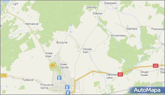 mapa Osowa Sień, Osowa Sień na mapie Targeo