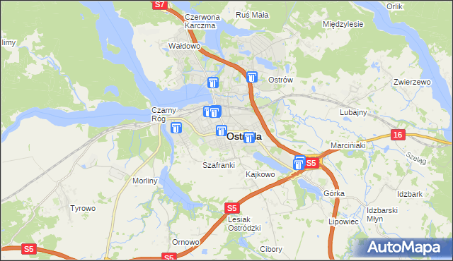 mapa Ostróda, Ostróda na mapie Targeo