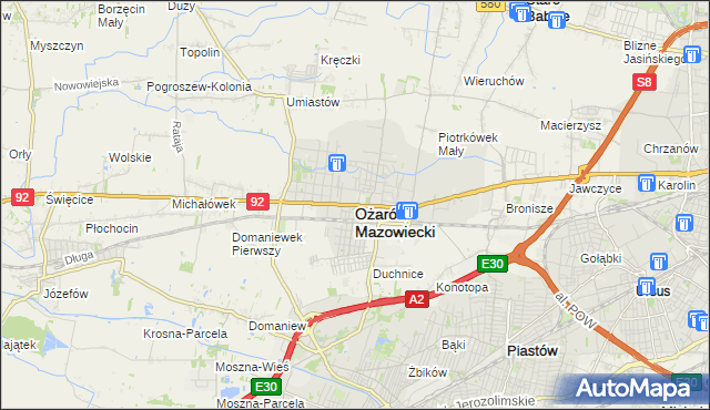 mapa Ożarów Mazowiecki, Ożarów Mazowiecki na mapie Targeo