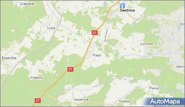 mapa Piaski gmina Świdnica, Piaski gmina Świdnica na mapie Targeo