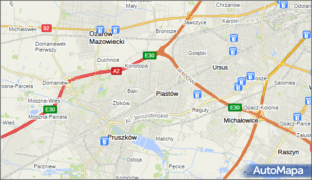 mapa Piastów powiat pruszkowski, Piastów powiat pruszkowski na mapie Targeo