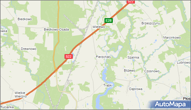 mapa Pierzchały gmina Płoskinia, Pierzchały gmina Płoskinia na mapie Targeo