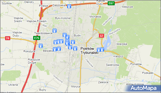 mapa Piotrków Trybunalski, Piotrków Trybunalski na mapie Targeo
