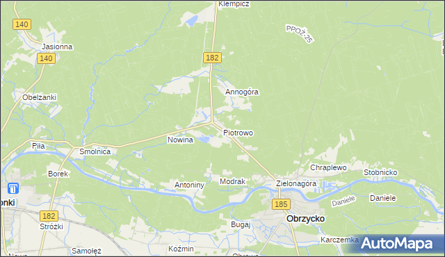 mapa Piotrowo gmina Obrzycko, Piotrowo gmina Obrzycko na mapie Targeo