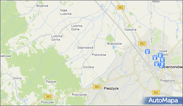 mapa Piskorzów gmina Pieszyce, Piskorzów gmina Pieszyce na mapie Targeo