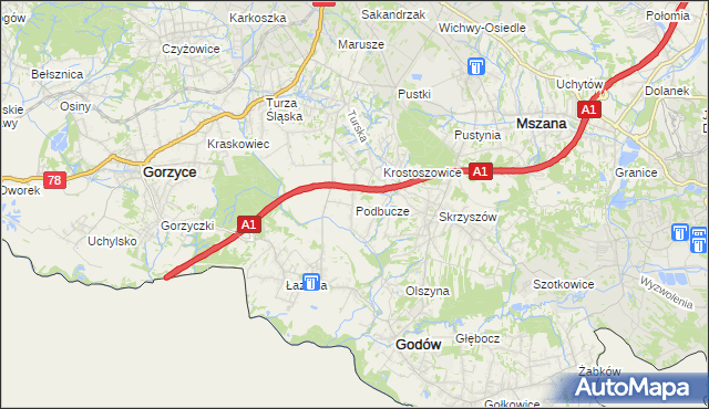 mapa Podbucze gmina Godów, Podbucze gmina Godów na mapie Targeo