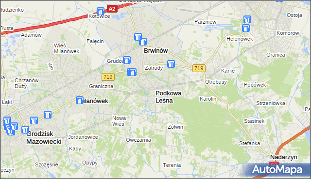 mapa Podkowa Leśna, Podkowa Leśna na mapie Targeo