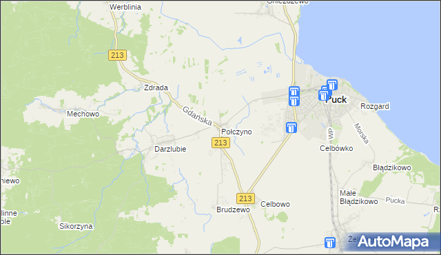 mapa Połczyno gmina Puck, Połczyno gmina Puck na mapie Targeo