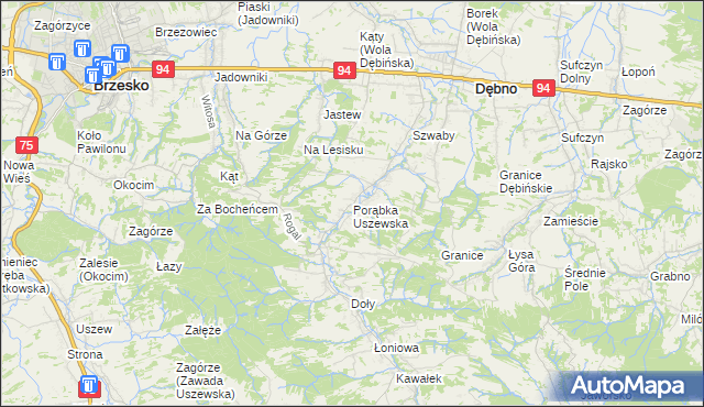 mapa Porąbka Uszewska, Porąbka Uszewska na mapie Targeo