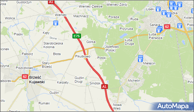 mapa Potok gmina Włocławek, Potok gmina Włocławek na mapie Targeo