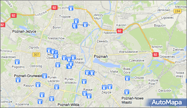 mapa Poznania, Poznań na mapie Targeo