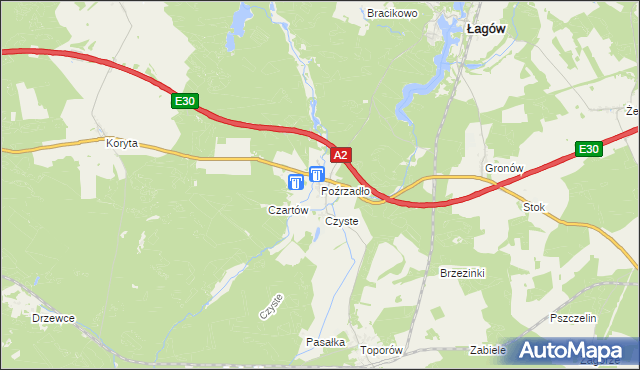 mapa Poźrzadło, Poźrzadło na mapie Targeo