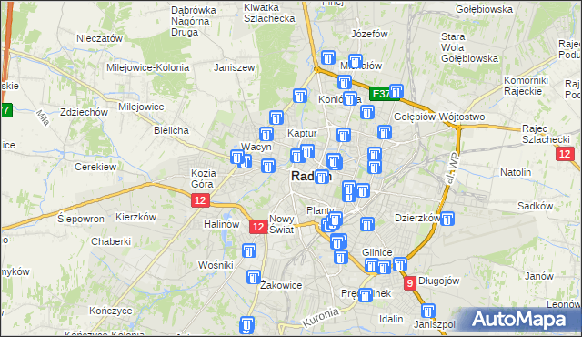 mapa Radomia, Radom na mapie Targeo