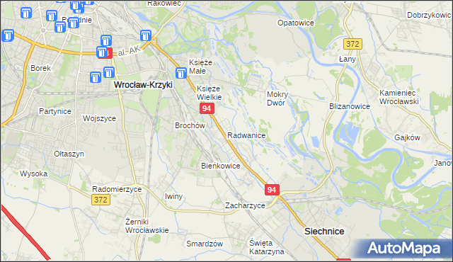 mapa Radwanice gmina Siechnice, Radwanice gmina Siechnice na mapie Targeo