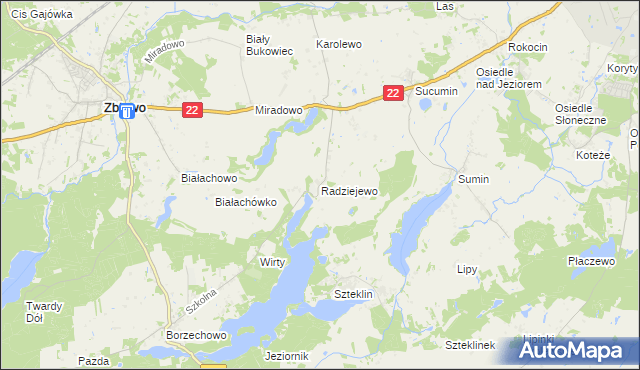 mapa Radziejewo gmina Zblewo, Radziejewo gmina Zblewo na mapie Targeo