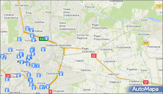 mapa Rajec Szlachecki, Rajec Szlachecki na mapie Targeo