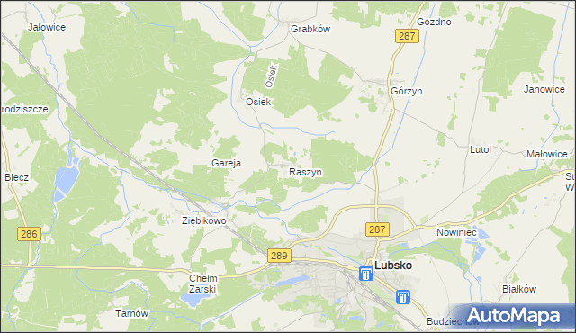mapa Raszyn gmina Lubsko, Raszyn gmina Lubsko na mapie Targeo