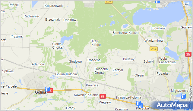 mapa Rosocha-Kolonia, Rosocha-Kolonia na mapie Targeo