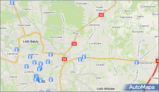 mapa Różki gmina Łódź, Różki gmina Łódź na mapie Targeo