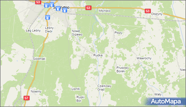 mapa Rudka gmina Szczytno, Rudka gmina Szczytno na mapie Targeo