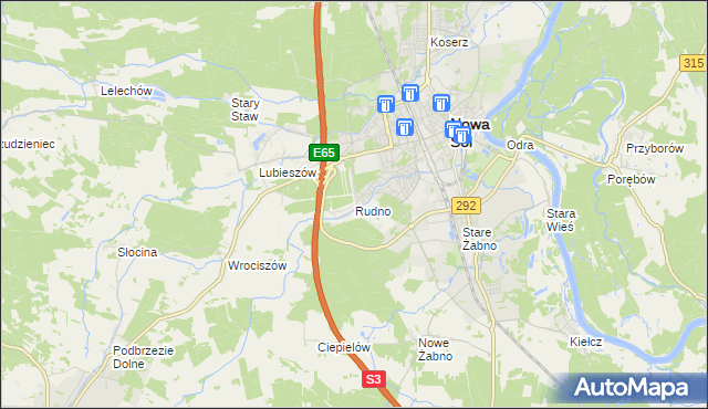 mapa Rudno gmina Nowa Sól, Rudno gmina Nowa Sól na mapie Targeo