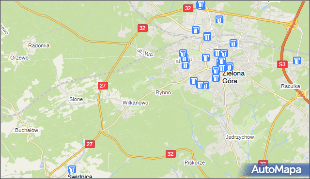 mapa Rybno gmina Świdnica, Rybno gmina Świdnica na mapie Targeo