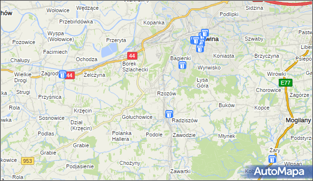 mapa Rzozów, Rzozów na mapie Targeo
