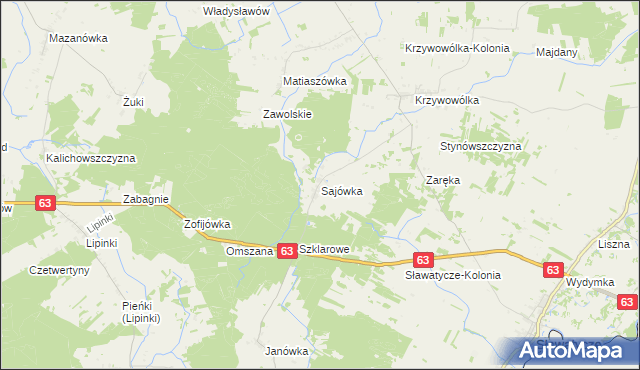 mapa Sajówka, Sajówka na mapie Targeo