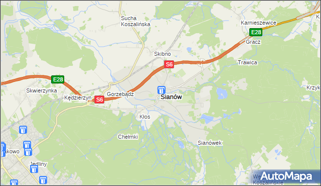 mapa Sianów, Sianów na mapie Targeo