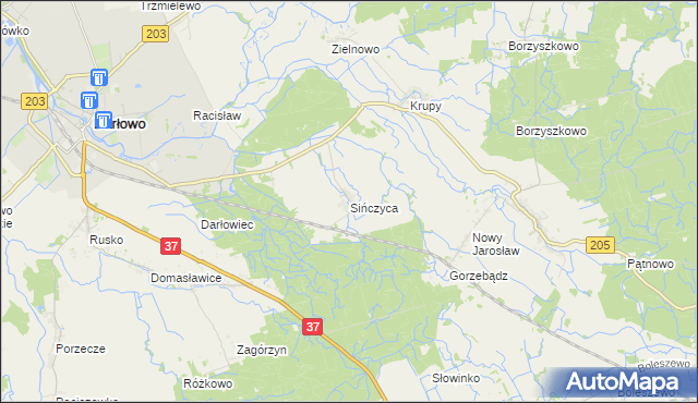 mapa Sińczyca, Sińczyca na mapie Targeo