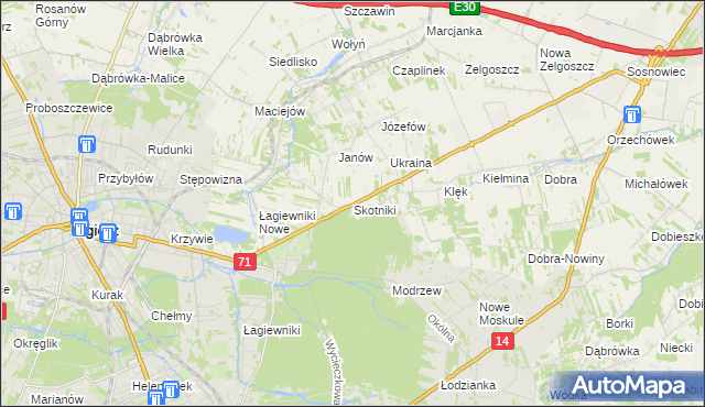 mapa Skotniki gmina Zgierz, Skotniki gmina Zgierz na mapie Targeo