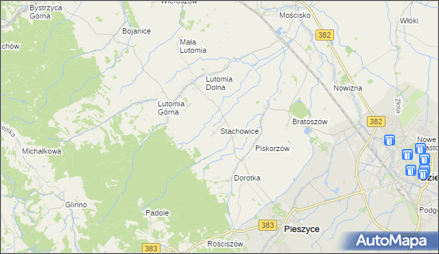 mapa Stachowice, Stachowice na mapie Targeo