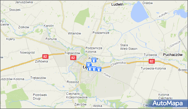 mapa Stara Wieś gmina Łęczna, Stara Wieś gmina Łęczna na mapie Targeo