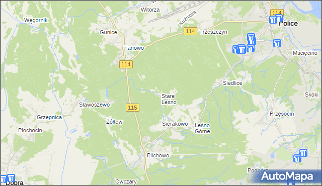 mapa Stare Leśno, Stare Leśno na mapie Targeo