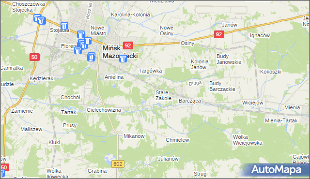 mapa Stare Zakole, Stare Zakole na mapie Targeo