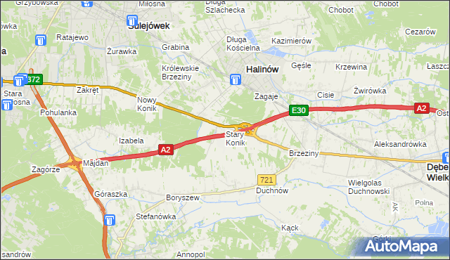 mapa Stary Konik, Stary Konik na mapie Targeo