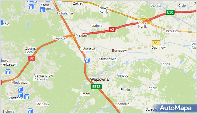 mapa Stefanówka gmina Wiązowna, Stefanówka gmina Wiązowna na mapie Targeo