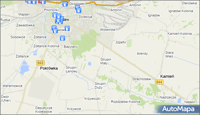 mapa Strupin Mały, Strupin Mały na mapie Targeo