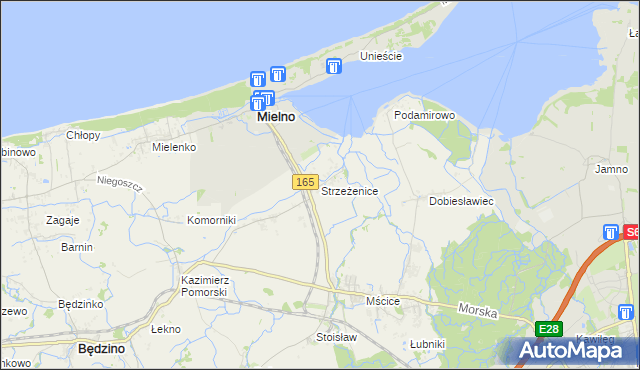 mapa Strzeżenice, Strzeżenice na mapie Targeo