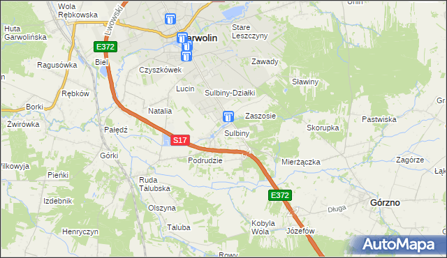 mapa Sulbiny, Sulbiny na mapie Targeo