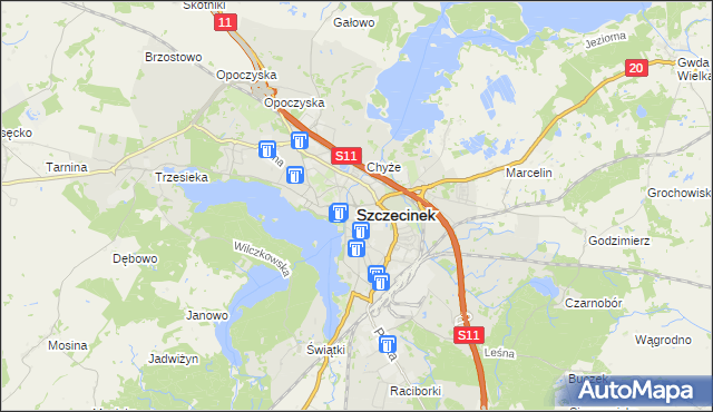 mapa Szczecinek, Szczecinek na mapie Targeo