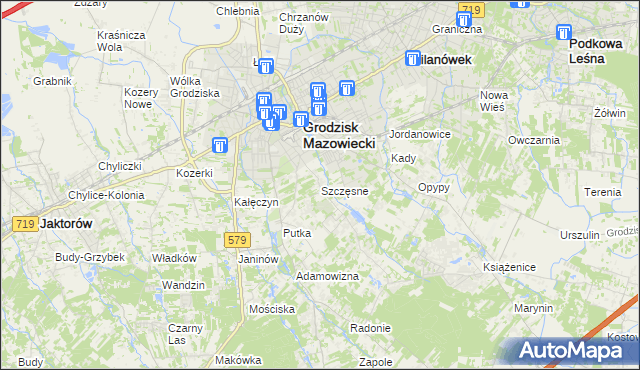 mapa Szczęsne gmina Grodzisk Mazowiecki, Szczęsne gmina Grodzisk Mazowiecki na mapie Targeo