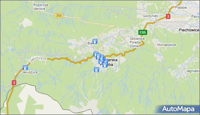 mapa Szklarska Poręba, Szklarska Poręba na mapie Targeo
