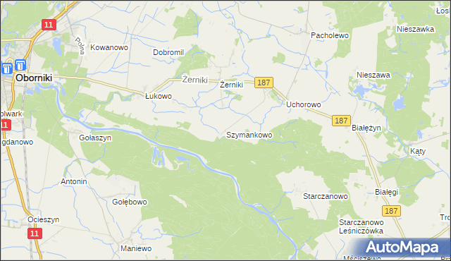 mapa Szymankowo gmina Murowana Goślina, Szymankowo gmina Murowana Goślina na mapie Targeo