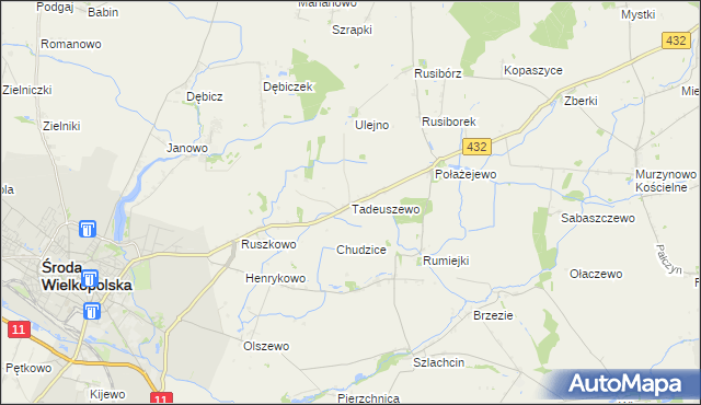 mapa Tadeuszewo, Tadeuszewo na mapie Targeo