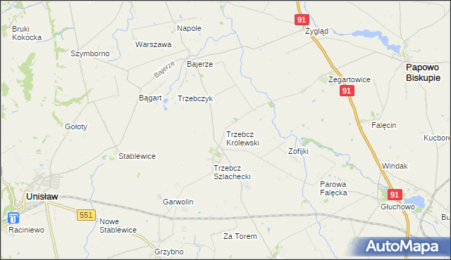 mapa Trzebcz Królewski, Trzebcz Królewski na mapie Targeo