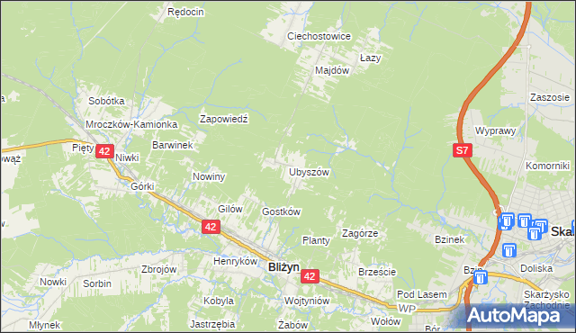 mapa Ubyszów, Ubyszów na mapie Targeo