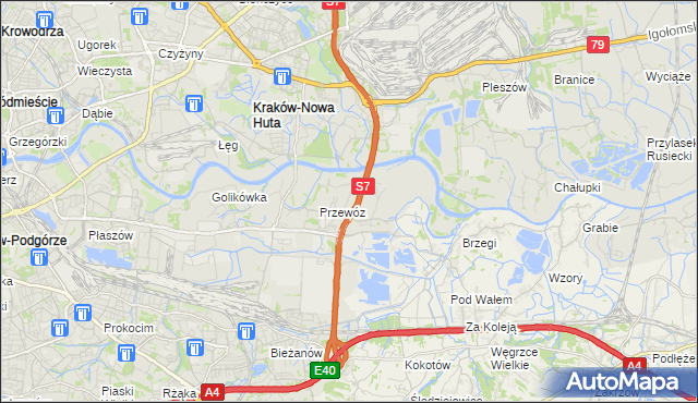 mapa Ulica gmina Kraków, Ulica gmina Kraków na mapie Targeo