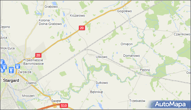 mapa Ulikowo, Ulikowo na mapie Targeo